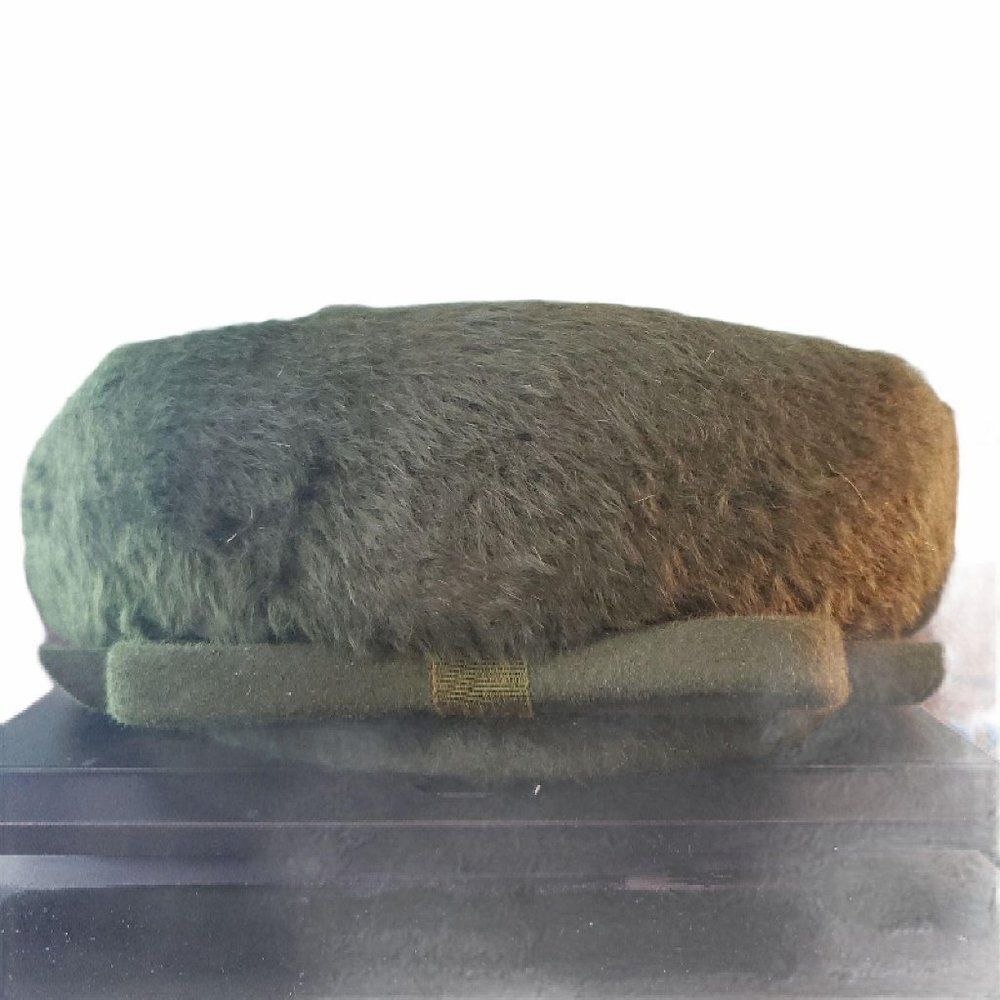 Vintage Martelle W Germany 60s Mod Green Faux Fur Hat Winter Pillbox